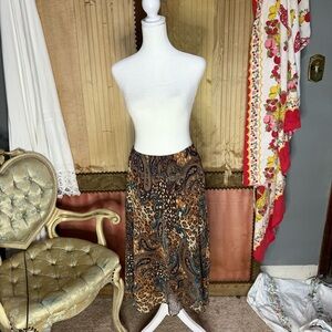 Karin Stevens Brown Tan Midi A-Line Skirt